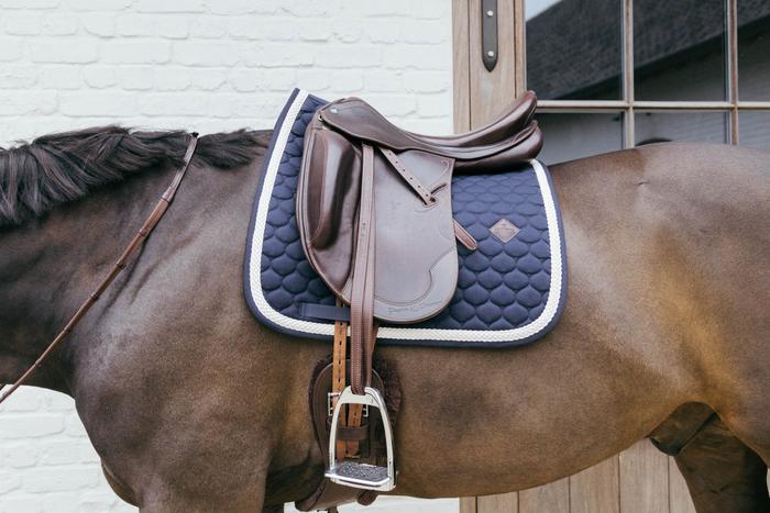 Kentucky Horsewear Plaited Cord Dressage Saddle Pad - Navy