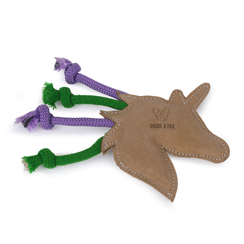 Digby & Fox Leather Unicorn Dog Toy