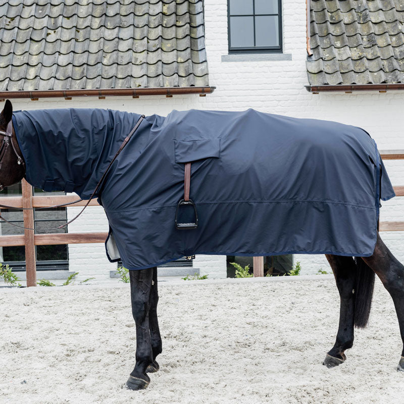 Kentucky Horsewear Horse Raincoat with Stirrup Holes – Navy