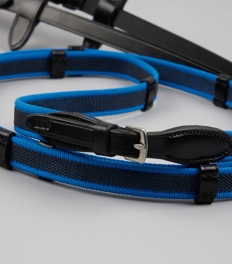 Premier Equine Mineo Pony Continental Reins Black/Blue