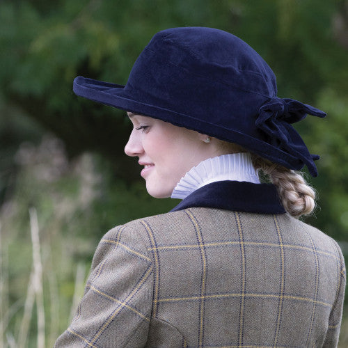 Navy Velvet Show Hat