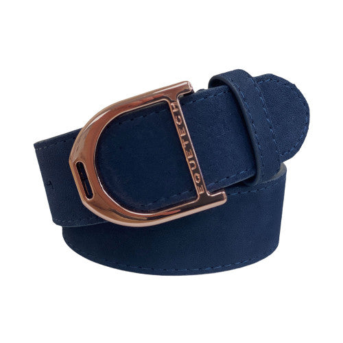 Stirrup Leather Belt 35mm - Navy Suede/Rose Gold