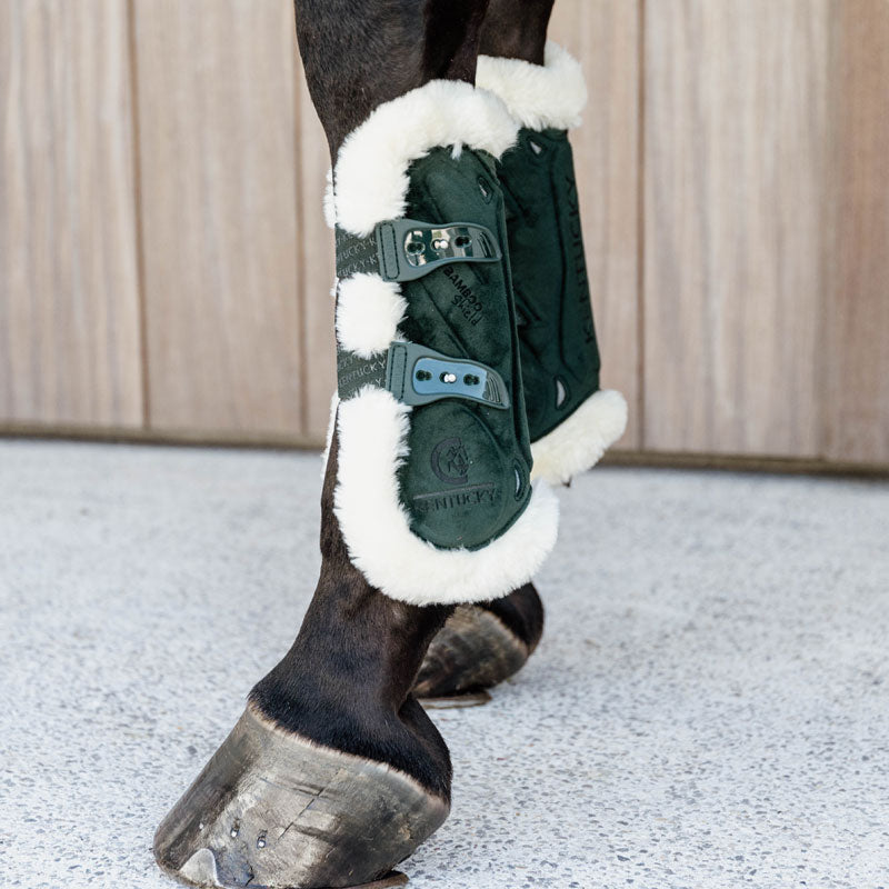 Kentucky Vegan Sheepskin Tendon Boots Bamboo Elastic Velvet – Dark Green