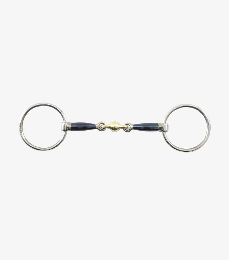 Premier Equine Blue Sweet Iron Loose Ring Snaffle with Brass Alloy Lozenge