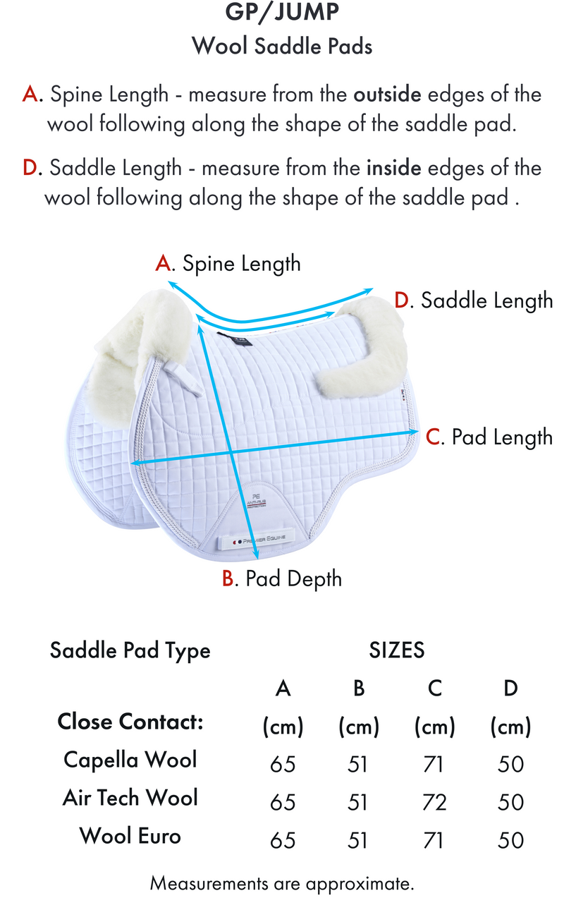 Premier Equine Close Contact Merino Wool European Saddlepad GP/Jump Square