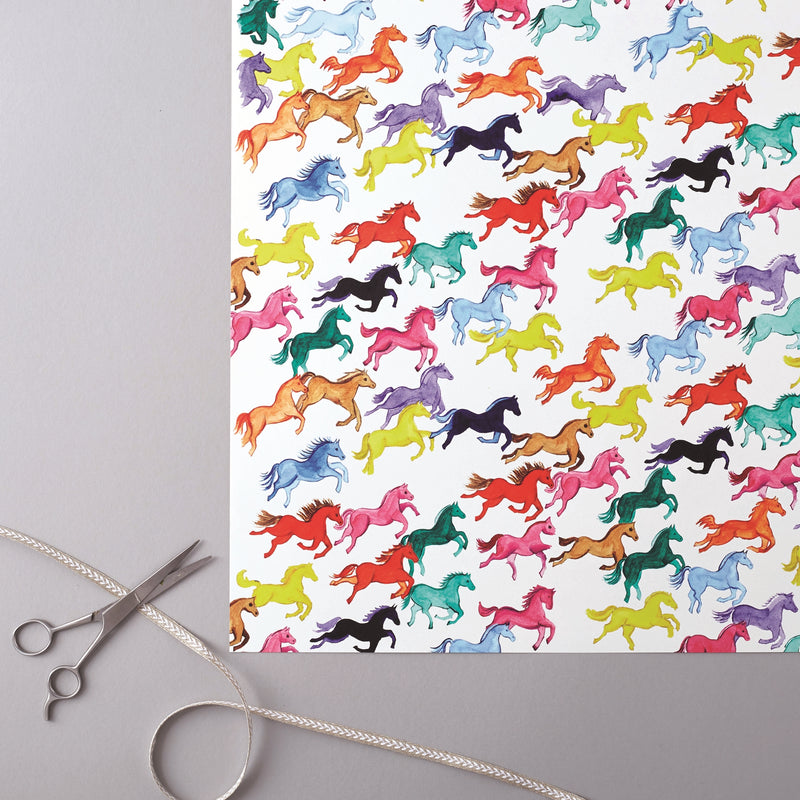 Deckled Edge Prancing Ponies Gift Wrap (2 Sheets) - Nags Essentials