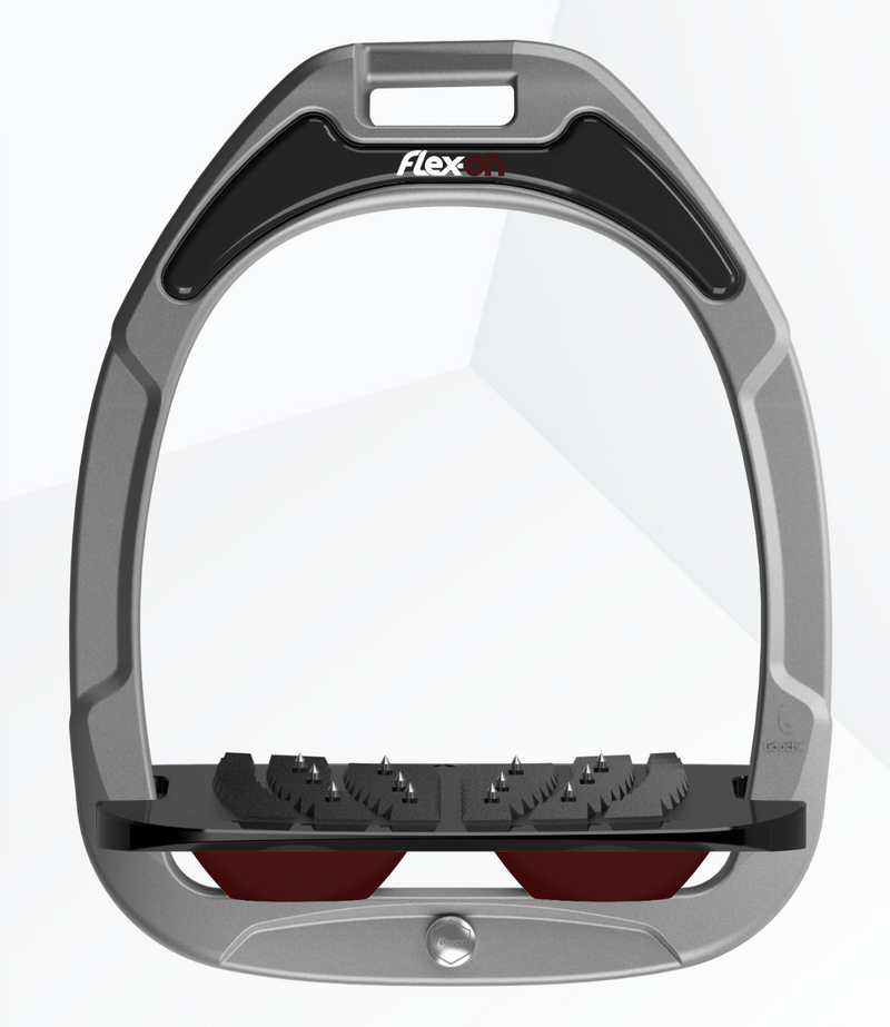 Flexon GC Stirrups Grey Frame - Inclined Ultra Grip - Nags Essentials