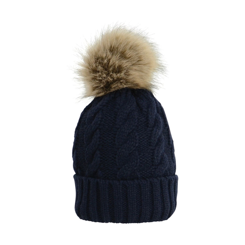 HyFASHION Melrose Cable Knit Bobble Hat